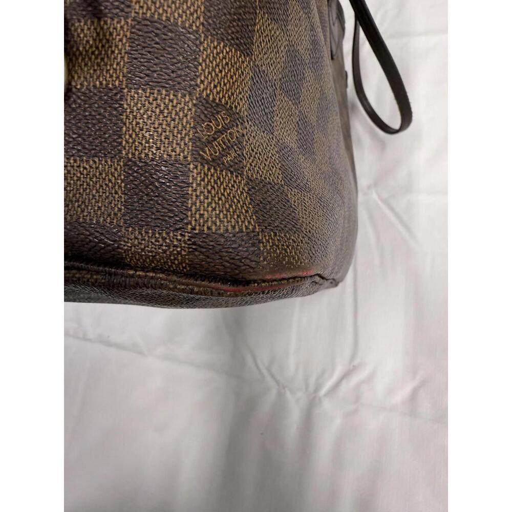 Louis Vuitton Neverfull MM Tote Bag Womens Brown Damier Ebene Red Lining Canvas - Picture 6 of 16